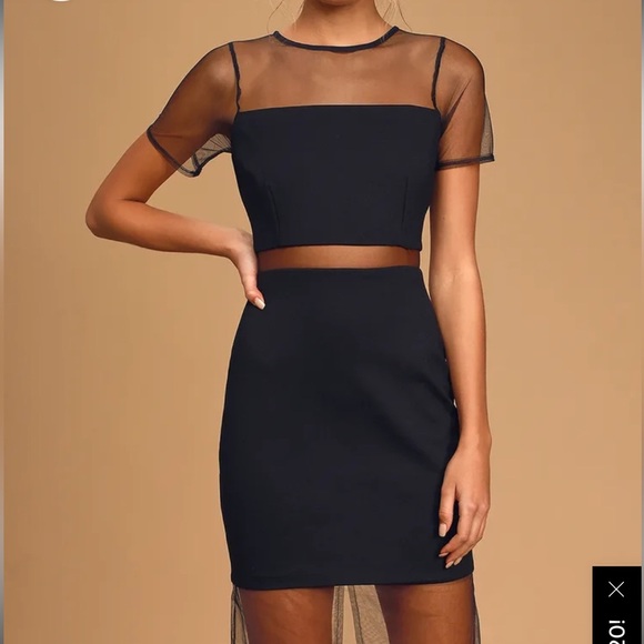 Lulus Dresses & Skirts - Lulus Way We Love Black Mesh Short Sleeve Bodycon Dress